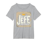 El Jefe da Uomo: Non accettare sostituti Crown Graphic Maglietta, Donna Plus-Size, Grigio Melange, 1X