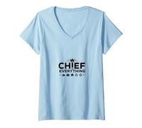 El Jefes Capo di Tutto - Umorismo della Leadership del Capo Maglietta con Collo a V, Donna, Celeste, M