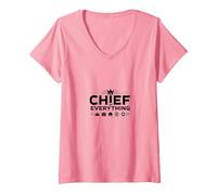 El Jefes Capo di Tutto - Umorismo della Leadership del Capo Maglietta con Collo a V, Donna, Rosa, L