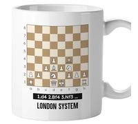 El Kraken Mug chess, openings; board; originale mugs; gift; regalo, both sides printed, premium ceramic 330 mL (London System)