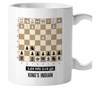 El Kraken Mug chess, openings; board; originale mugs; gift; regalo, both sides printed, premium ceramic 330 mL (King's Indian)