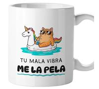 El Kraken Tazza gatto, tazze di gatti originali, con frasi divertenti, divertente, amico invisibile, regalo, ceramica 330 ml (La tua cattiva atmosfera mi sbuccia)