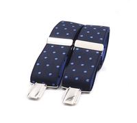El mono con pajarita Bretelle uomo eleganti fatte a mano in Spagna. Bretelle da uomo per pantaloni | 3 clip extra-forti | Colore blu e Pois blue (Azul-Azulón)