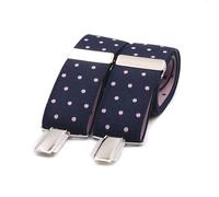 El Mono con Pajarita Bretelle uomo eleganti fatte a mano in Spagna. Bretelle da uomo per pantaloni | 3 clip extra-forti | Colore blu e Pois rosa. (Azul-Rosa 3)