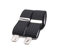 El Mono con Pajarita Bretelle uomo eleganti fatte a mano in Spagna. Bretelle da uomo per pantaloni | 3 clip extra-forti | Colore nero e Pois bianco. (Micro Nero-Bianco)
