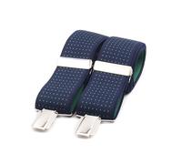 El Mono con Pajarita Bretelle uomo eleganti fatte a mano in Spagna. Bretelle da uomo per pantaloni | 3 clip extra-forti | Colore blu e Pois verdi. (Azul-Verde 2)