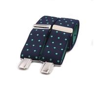 El Mono con Pajarita Bretelle uomo eleganti fatte a mano in Spagna. Bretelle da uomo per pantaloni | 3 clip extra-forti | Colore blu e Pois verdi. (Azul-Verde)