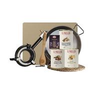 EL PAELLER - Cesto Regalo Alimentari - Kit Iniziazione per Paella - Include Bruciatore a Gas, Padella di Ferro, Misurino, Set di Brodi, Sottopentola, Cucchiaio di Legno e Zafferano