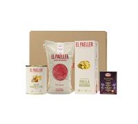 EL PAELLER - Cesto Regalo Alimentari - Kit Vegano El Paeller - Include confezione Paella Vegana pronta in 18 minuti - Brodo Vegano a Legna - Riso D.O Valencia Albufera e Zafferano