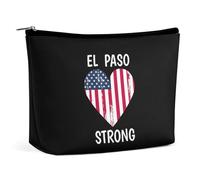 El Paso Strong con bandiera USA a forma di cuore, borsa per il trucco portatile da viaggio, borsa per cosmetici con cerniera, grande borsa organizer in pelle PU, borsa da toeletta