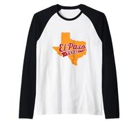 El Paso Texas retrò Tipografia con Texas Mappa di Stato Vintage Maglia con Maniche Raglan