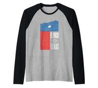 El Paso Texas retrò Tipografia stilizzata Bandiera Vintage Texas Maglia con Maniche Raglan