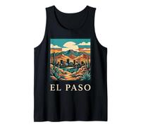 El Paso Texas Skyline Deserto Retro Vintage Art Canotta