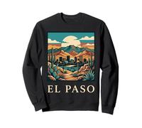 El Paso Texas Skyline Deserto Retro Vintage Art Felpa
