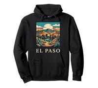 El Paso Texas Skyline Deserto Retro Vintage Art Felpa con Cappuccio