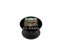 El Paso Texas Skyline Deserto Retro Vintage Art PopSockets PopGrip Adesivo