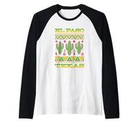 El Paso Texas Tradizionale Cactus Patterns Vintage Retro Maglia con Maniche Raglan
