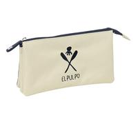 EL PULPO BEIGE - Astuccio triplo, astuccio per bambini, ideale per bambini in età scolastica, comodo e versatile, qualità e resistenza, 22 x 3 x 12 cm