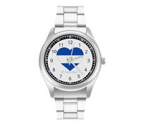 El Sal-vador - Orologio da polso al quarzo, in acciaio inox, con numeri arabi, per uomo e donna, Stile:, regular, MHXYZHW