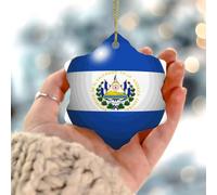 El Salvador - Ornamento da appendere a forma di mappa del mondo, con bandiera dello Stato del Mondo, decorazione per albero di Natale, in porcellana, regalo per lui e lei