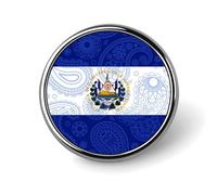 El Salvador Paisley Flag Funny Round Lapel Pins Metal Button Brooch Badge Tie Hats Clothes Decoration for Men Women