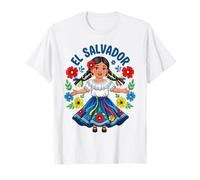 El Salvador - Vestito Tradizionale da Ragazza salvadoregna, Arte Popolare Maglietta