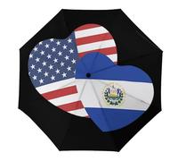 El Salvadorian Bandiera Americana Cuori 3 Fold Ombrello Da Viaggio Per UV Pioggia Antivento Ombrelli Pieghevole Portatile Divertente Automatico, Stile 8, Manual