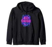 El Shaddai Genesi 17:1 Layered Text Christian Felpa con Cappuccio