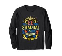 El Shaddai Genesi 17:1 Layered Text Christian Maglia a Manica