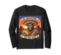 El Squatcho ha Mangiato Il Mio Taco Sombrero Bigfoot Art Funny Maglia a Manica