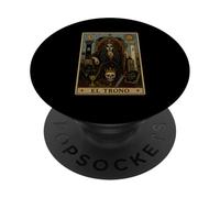 El Trono Tarocchi Dark Gothic Skeleton Queen PopSockets PopGrip Adesivo