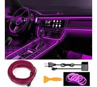 EL Wire - Striscia di luci LED per auto interni, 5 m, 6 mm, filo al neon incandescente (viola)