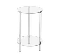 Eladcncmc Tavolo di accento acrilico trasparente con supporto di stoccaggio scaffale di esposizione multifunzionale elegante due livelli mobili soggiorno