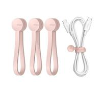 elago 3 Pack Fascette Magnetiche per Cavi, Organizzatore di Cavi in Silicone Premium, Soluzione di Gestione della Scrivania (Rosa)