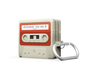 elago Cassette Tape Custodia Compatibile con la Custodia AirPods 4 - Moschettone Incluso, Supporta la Ricarica Wireless, Protezione Totale (Bianco Classico)