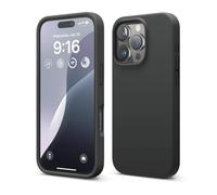 elago Cover Compatibile con iPhone 16 Pro - Custodia in Silicone Liquido Premium, Protettiva Completa, Antiurto, Sottile, Fodera in Microfibra Antigraffio (Nero)