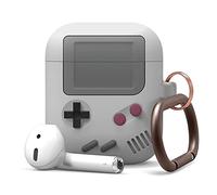 elago Cover AW5 Classic Game Player per AirPods 2 e 1 | Design Retrò con Moschettone Portachiavi, Ricarica Wireless (Grigio Chiaro)