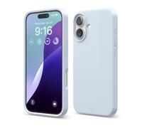 elago Cover Compatibile con iPhone 16 - Custodia in Silicone Liquido Premium, Protettiva Completa, Antiurto, Sottile, Fodera in Microfibra Antigraffio (Azzurro)