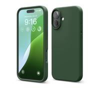 elago Cover Compatibile con iPhone 16 - Custodia in Silicone Liquido Premium, Protettiva Completa, Antiurto, Sottile, Fodera in Microfibra Antigraffio (Verde Alpino)