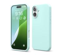 elago Cover Compatibile con iPhone 16 - Custodia in Silicone Liquido Premium, Protettiva Completa, Antiurto, Sottile, Fodera in Microfibra Antigraffio (Acqua Sky)
