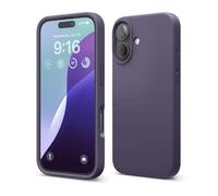 elago Cover Compatibile con iPhone 16 - Custodia in Silicone Liquido Premium, Protettiva Completa, Antiurto, Sottile, Fodera in Microfibra Antigraffio (Viola Scuro)