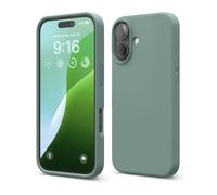 elago Cover Compatibile con iPhone 16 - Custodia in Silicone Liquido Premium, Protettiva Completa, Antiurto, Sottile, Fodera in Microfibra Antigraffio (Notte Verde)