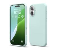 elago Cover Compatibile con iPhone 16 - Custodia in Silicone Liquido Premium, Protettiva Completa, Antiurto, Sottile, Fodera in Microfibra Antigraffio (Menta)