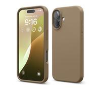 elago Cover Compatibile con iPhone 16 - Custodia in Silicone Liquido Premium, Protettiva Completa, Antiurto, Sottile, Fodera in Microfibra Antigraffio (Marrone)