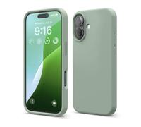 elago Cover Compatibile con iPhone 16 - Custodia in Silicone Liquido Premium, Protettiva Completa, Antiurto, Sottile, Fodera in Microfibra Antigraffio (Verde Kaki)