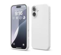 elago Cover Compatibile con iPhone 16 - Custodia in Silicone Liquido Premium, Protettiva Completa, Antiurto, Sottile, Fodera in Microfibra Antigraffio (Bianco)