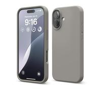 elago Cover Compatibile con iPhone 16 - Custodia in Silicone Liquido Premium, Protettiva Completa, Antiurto, Sottile, Fodera in Microfibra Antigraffio (Grigio Medio)