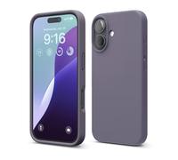 elago Cover Compatibile con iPhone 16 - Custodia in Silicone Liquido Premium, Protettiva Completa, Antiurto, Sottile, Fodera in Microfibra Antigraffio (Lavanda Scuro)