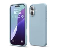 elago Cover Compatibile con iPhone 16 - Custodia in Silicone Liquido Premium, Protettiva Completa, Antiurto, Sottile, Fodera in Microfibra Antigraffio (Azzurro Sierra)