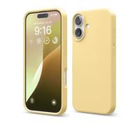 elago Cover Compatibile con iPhone 16 - Custodia in Silicone Liquido Premium, Protettiva Completa, Antiurto, Sottile, Fodera in Microfibra Antigraffio (Giallo)